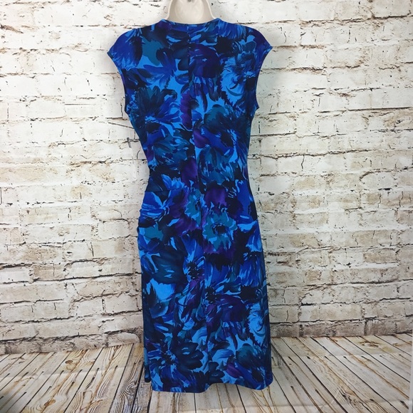 ❌SOLD❌Chaps Drape Front Ruched Poly Dress - Picture 4 of 8